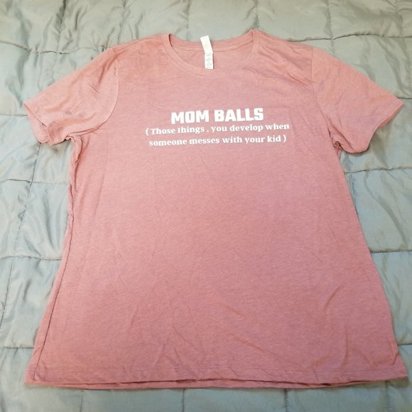Bella + Canvas Graphic Tee Women's Large Mauve "Mom Balls" - Picture 6 of 6
